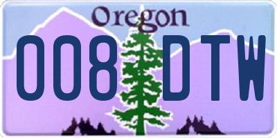 OR license plate 008DTW