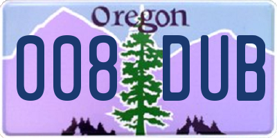 OR license plate 008DUB