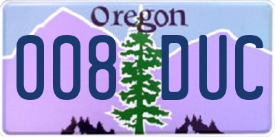OR license plate 008DUC