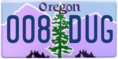 OR license plate 008DUG