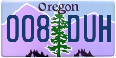 OR license plate 008DUH