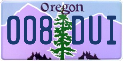 OR license plate 008DUI