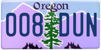 OR license plate 008DUN