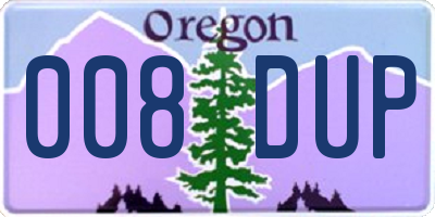 OR license plate 008DUP