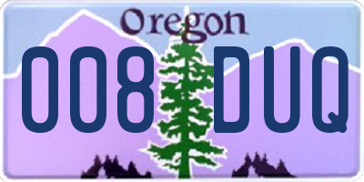 OR license plate 008DUQ