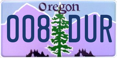 OR license plate 008DUR