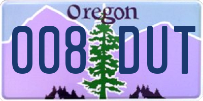 OR license plate 008DUT