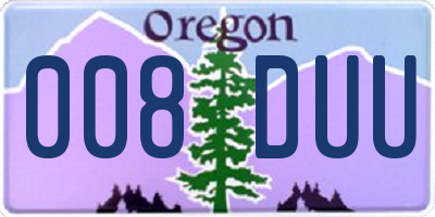 OR license plate 008DUU