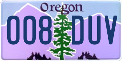 OR license plate 008DUV