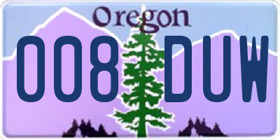 OR license plate 008DUW