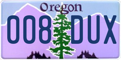 OR license plate 008DUX