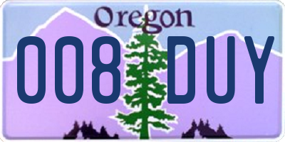 OR license plate 008DUY