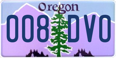 OR license plate 008DVO