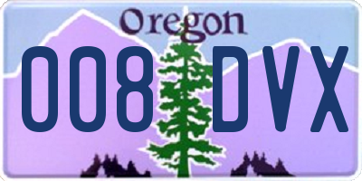 OR license plate 008DVX