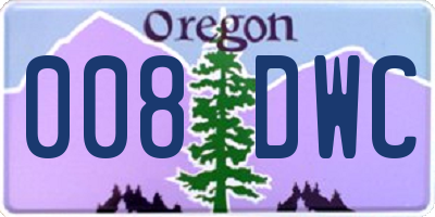 OR license plate 008DWC