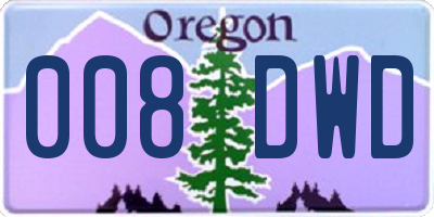 OR license plate 008DWD