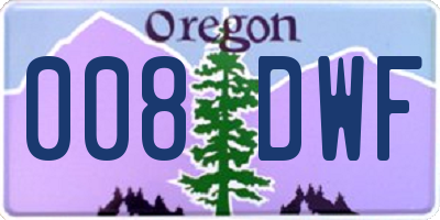 OR license plate 008DWF