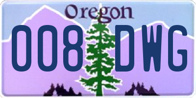 OR license plate 008DWG