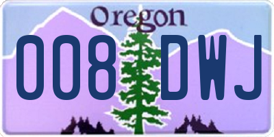 OR license plate 008DWJ