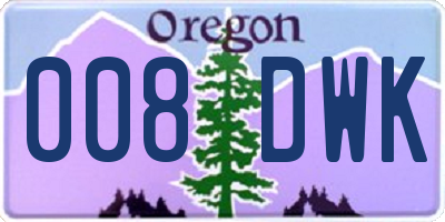 OR license plate 008DWK