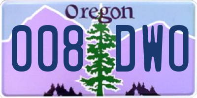 OR license plate 008DWO