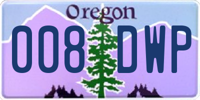 OR license plate 008DWP