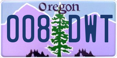 OR license plate 008DWT