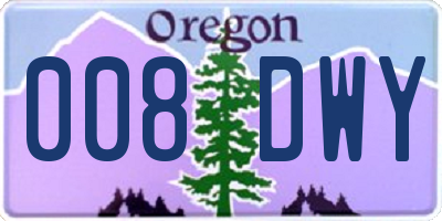 OR license plate 008DWY