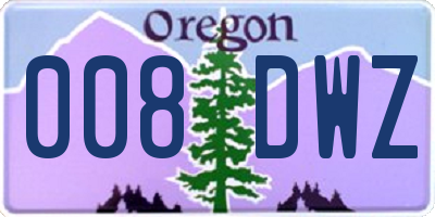 OR license plate 008DWZ