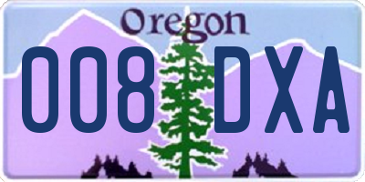 OR license plate 008DXA