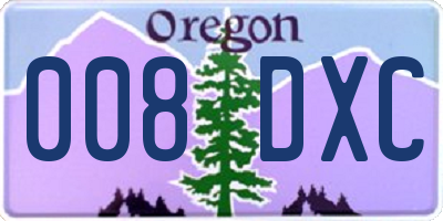 OR license plate 008DXC