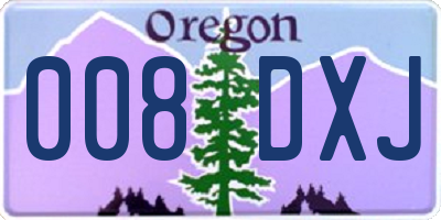OR license plate 008DXJ
