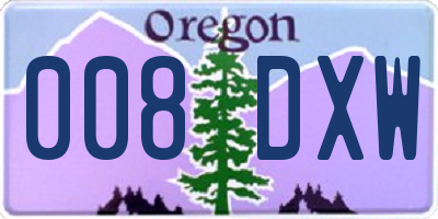 OR license plate 008DXW