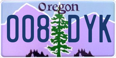 OR license plate 008DYK