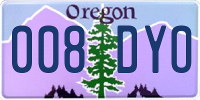 OR license plate 008DYO