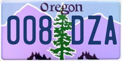 OR license plate 008DZA