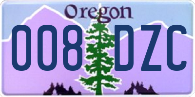 OR license plate 008DZC