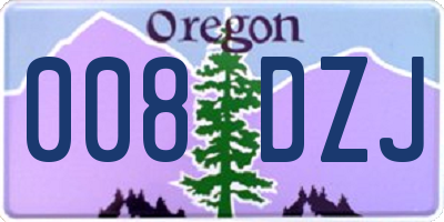 OR license plate 008DZJ