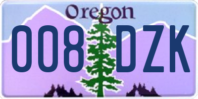 OR license plate 008DZK