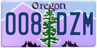 OR license plate 008DZM