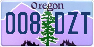 OR license plate 008DZT