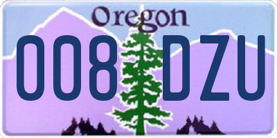 OR license plate 008DZU