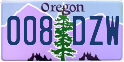 OR license plate 008DZW