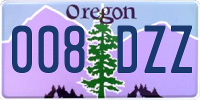 OR license plate 008DZZ
