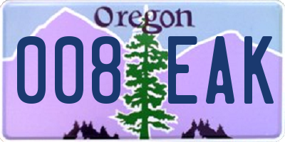 OR license plate 008EAK