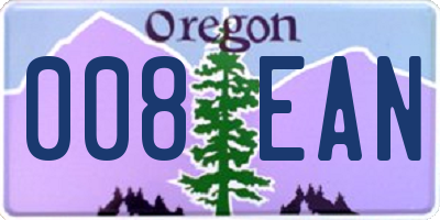 OR license plate 008EAN