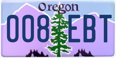 OR license plate 008EBT