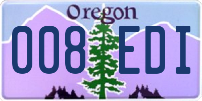 OR license plate 008EDI