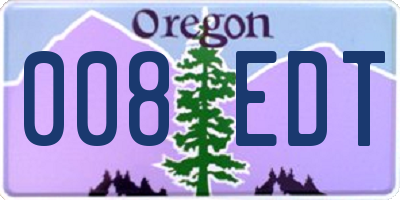 OR license plate 008EDT