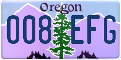 OR license plate 008EFG
